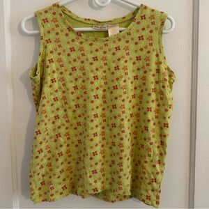 Lime Green Floral Tank Top